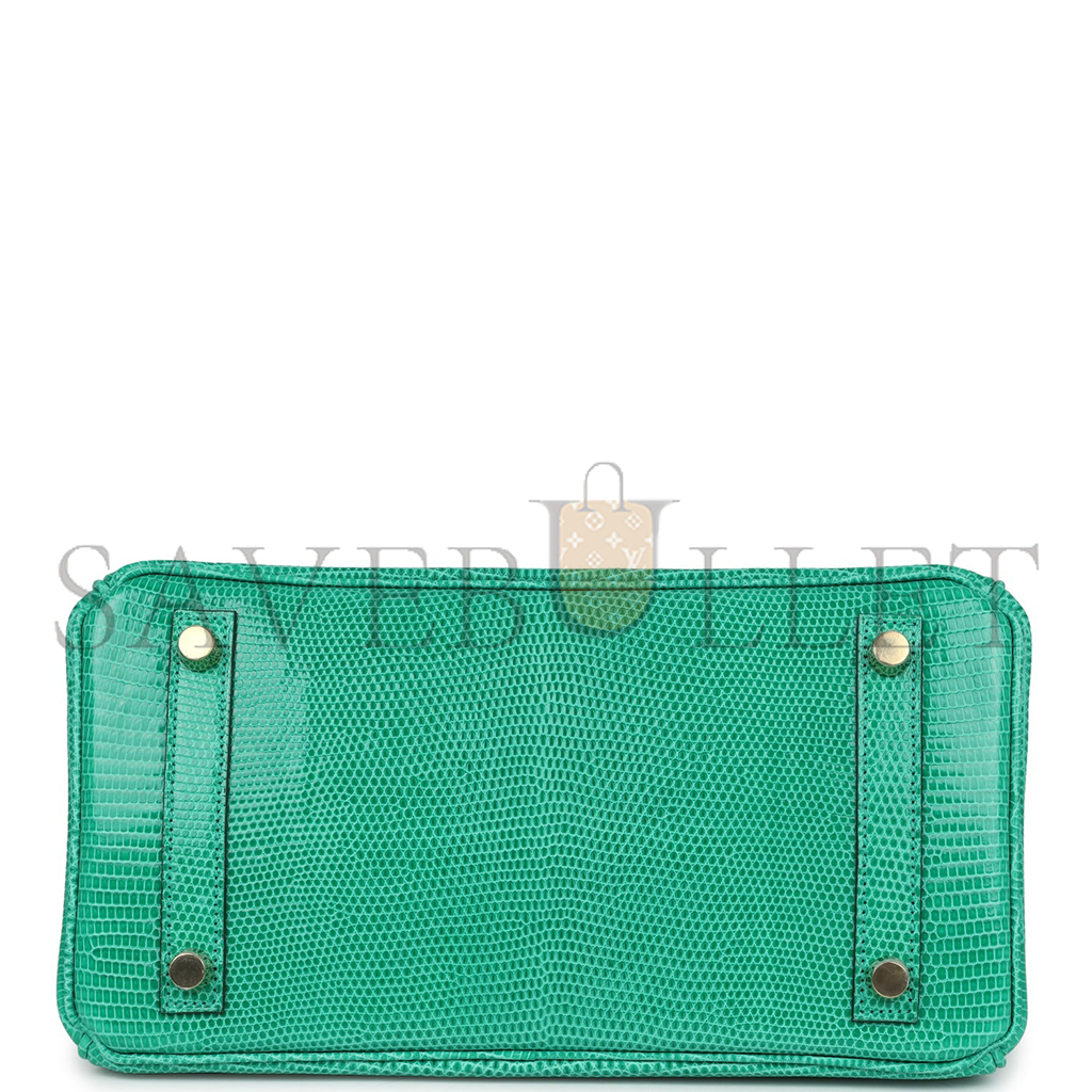 H**mes master birkin 25 lizard bamboo green gold buckle h028352ca19 (25*20*13cm)